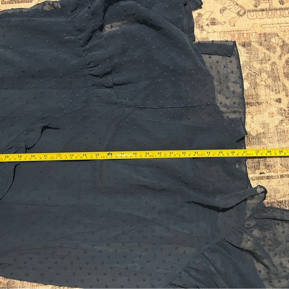 Lulus slate blue flutter sleeve dress textured overlay midi size XL - Picture 5 of 6